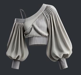 Off-Shoulder Ribbed Asymmetric Cropped Top